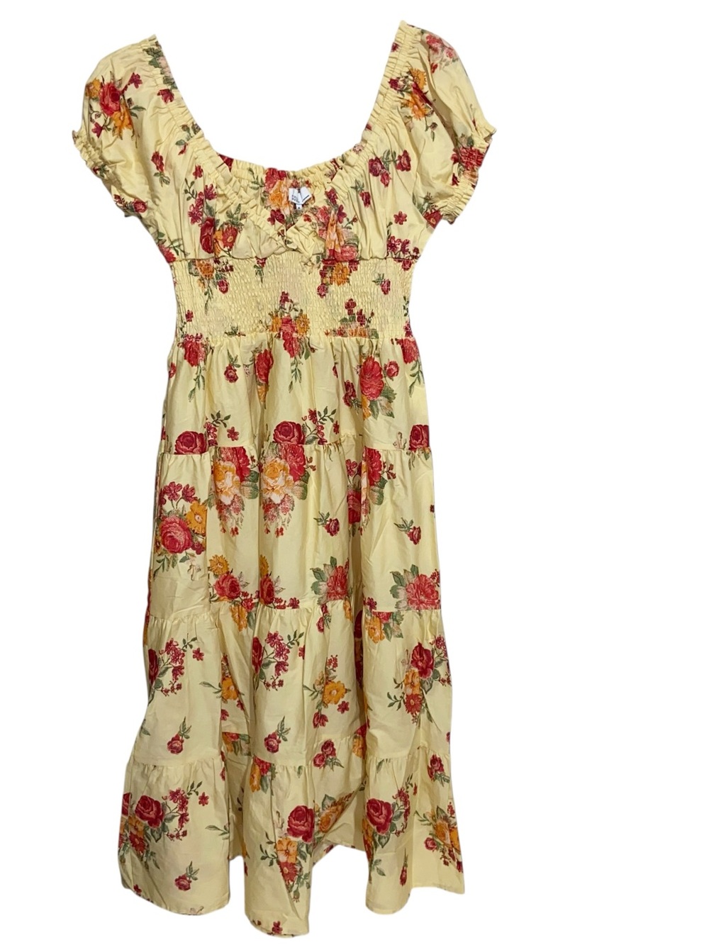 Danielle Bernstein Dress Womens XL Poplin Floral Midi Milk Maid Cottagecore New